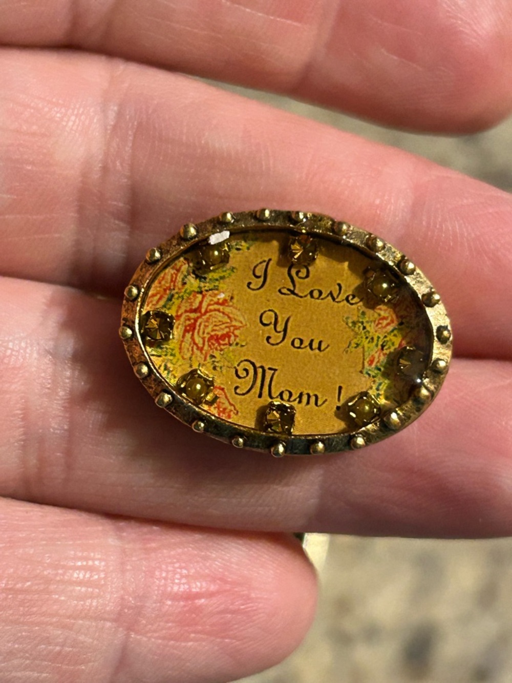 Maximal Art Pin Mother's Day I Love You Mom Heart Brooch John Wind Jewelry W/Box